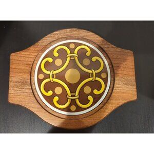 Woodcrest by Styson Vintage Wood and Tile Trivet - 10" Long Made In Japan